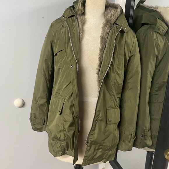 VINTAGE ZIP OUT FAUX FUR LINED MILITARY STYLE BARN JACKET chore fisherman scandi - Picture 12 of 12